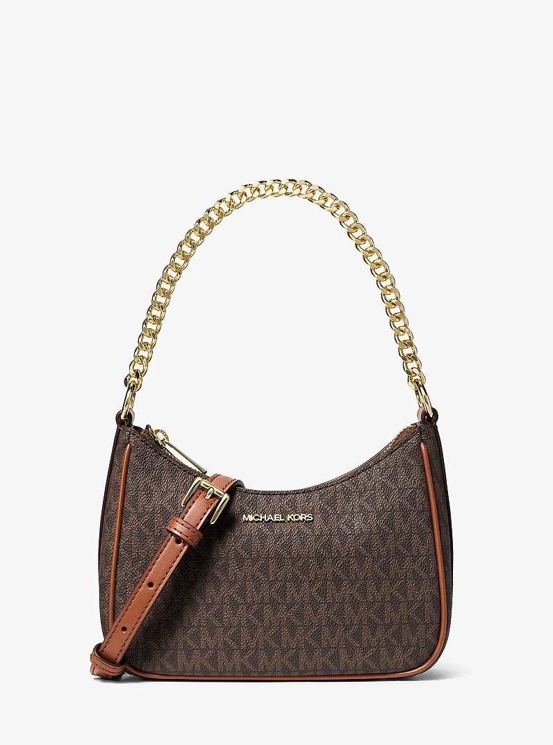 MICHAEL KORS Small Pebbled Leather Convertible Crossbody Bag in signature brown