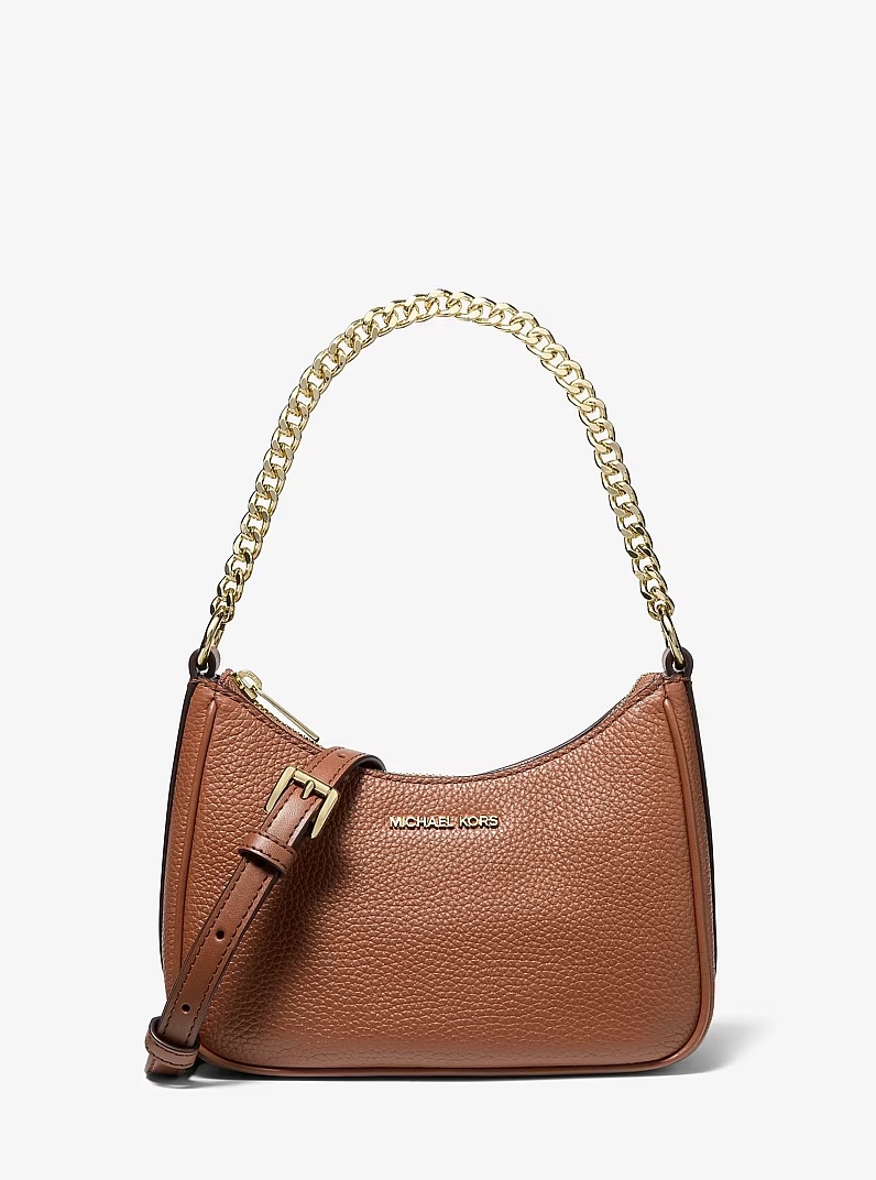 MICHAEL KORS Small Pebbled Leather Convertible Crossbody Bag in luggage