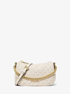 MICHAEL KORS Carmela Small Signature Logo Convertible Crossbody Bag in vanilla