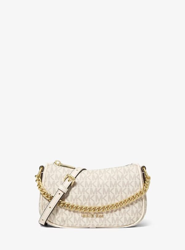 MICHAEL KORS Carmela Small Signature Logo Convertible Crossbody Bag in vanilla