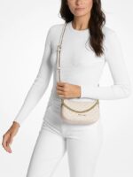MICHAEL KORS Carmela Small Signature Logo Convertible Crossbody Bag in vanilla