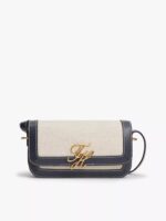 TOMMY HILFFIGER SIGNATURE LOGO CANVAS CROSSBODY BAG IN NAVY