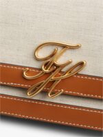 TOMMY HILFFIGER SIGNATURE LOGO CANVAS CROSSBODY BAG IN COGNAC