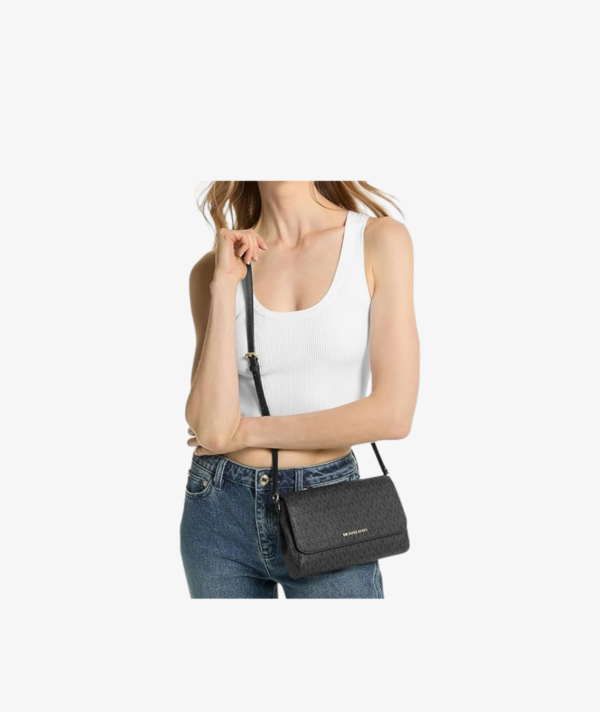 MICHAEL KORS MEDIUM LOGO CONVERTIBLE CROSSBODY BAG IN BLACK