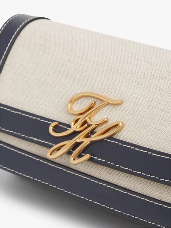 TOMMY HILFFIGER SIGNATURE LOGO CANVAS CROSSBODY BAG IN NAVY