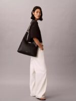 CALVIN KLEIN Logo Strap Shoulder Bag IN BLACK
