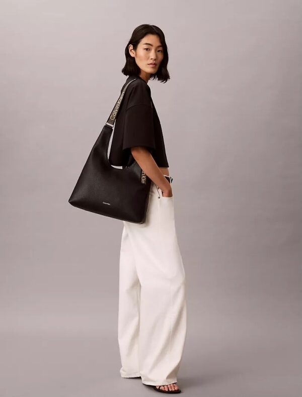 CALVIN KLEIN Logo Strap Shoulder Bag IN BLACK