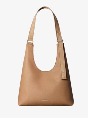 CALVIN KLEIN Logo Strap Shoulder Bag IN SAND