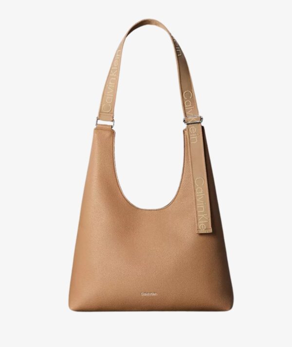 CALVIN KLEIN Logo Strap Shoulder Bag IN SAND