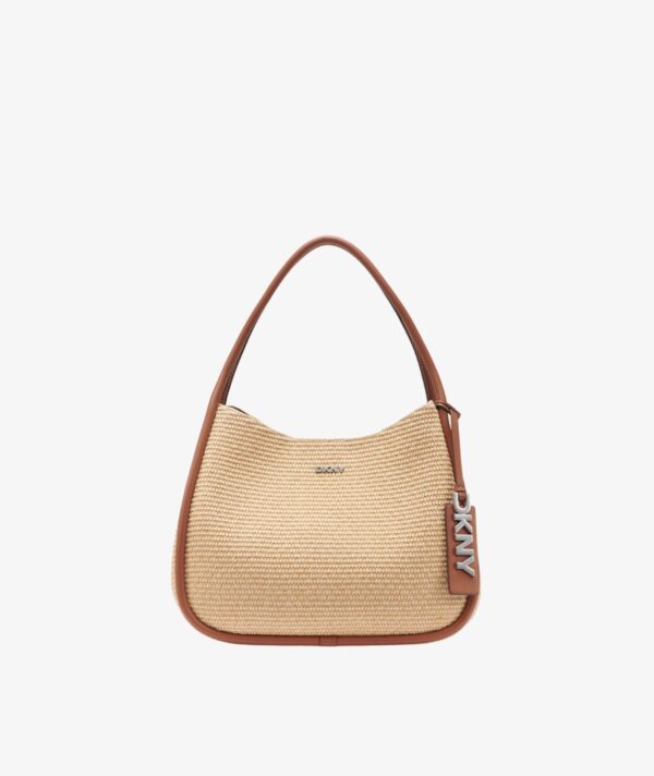 CAPRI WOVEN STRAW LARGE HOBO BAG IN BEIGE