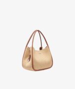 CAPRI WOVEN STRAW LARGE HOBO BAG IN BEIGE