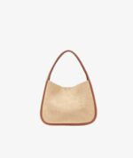 CAPRI WOVEN STRAW LARGE HOBO BAG IN BEIGE