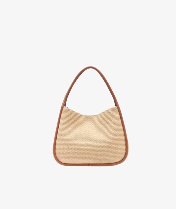 CAPRI WOVEN STRAW LARGE HOBO BAG IN BEIGE