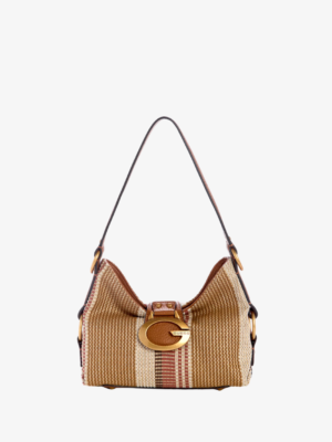 GUESS CAMDEN SMALL SHOULDER HANDBAG IN COGNAC