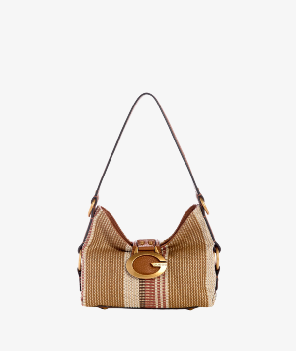 GUESS CAMDEN SMALL SHOULDER HANDBAG IN COGNAC