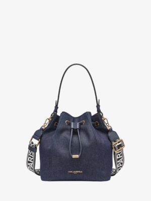 KARL LAGERFELD PARIS ADELE BUCKET BAG IN DENIM