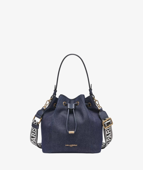 KARL LAGERFELD PARIS ADELE BUCKET BAG IN DENIM