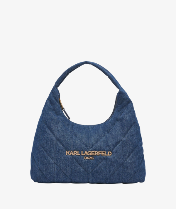 KARL LAGERFELD PARIS VOYAGE QUILTED DENIM HOBO BAG