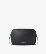MICHAEL KORS SMALL SIGNATURE LOGO CAMERA CROSSBODY BAG IN FULL BLACK LEATHER