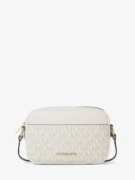 MICHAEL KORS SMALL SIGNATURE LOGO CAMERA CROSSBODY BAG IN CREAM