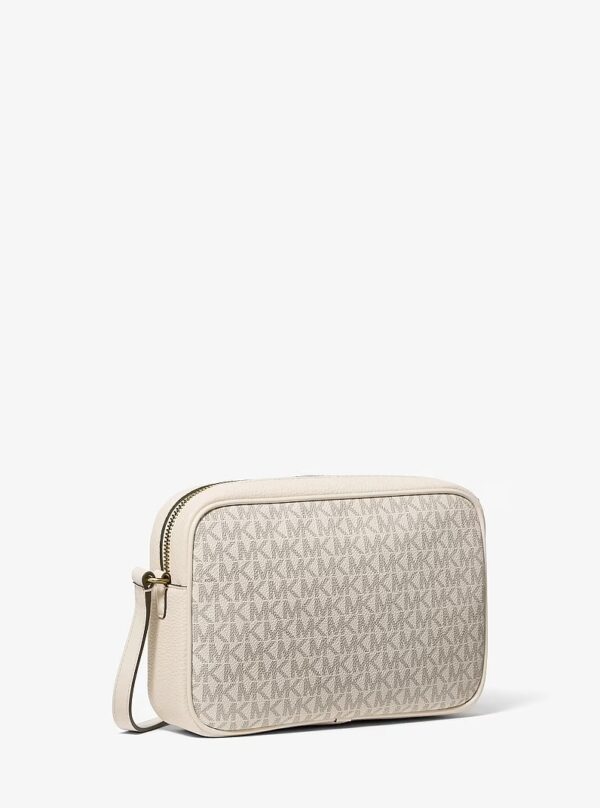 MICHAEL KORS SMALL SIGNATURE LOGO CAMERA CROSSBODY BAG IN CREAM