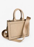 ARMANI EXCHANGE MINI TOTE AND CROSSBODY BAG IN WARM SAND