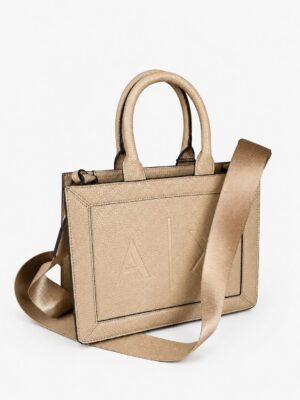 ARMANI EXCHANGE MINI TOTE AND CROSSBODY BAG IN WARM SAND