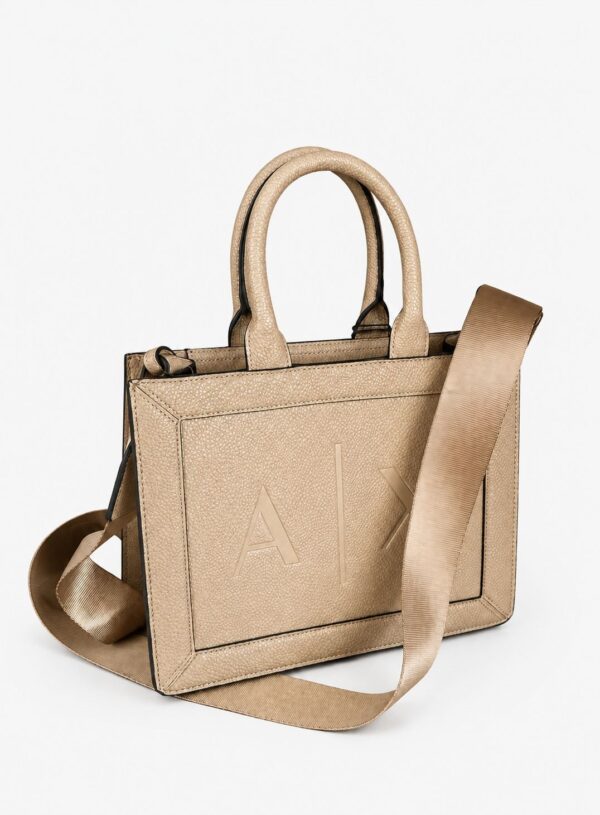 ARMANI EXCHANGE MINI TOTE AND CROSSBODY BAG IN WARM SAND