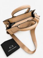 ARMANI EXCHANGE MINI TOTE AND CROSSBODY BAG IN WARM SAND