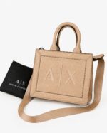 ARMANI EXCHANGE MINI TOTE AND CROSSBODY BAG IN WARM SAND
