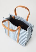 TOMMY HILFIGER PREMIUM STRIPED MINI TOTE HANDBAG IN BLUE