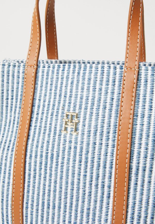 TOMMY HILFIGER PREMIUM STRIPED MINI TOTE HANDBAG IN BLUE