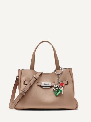 DKNY BRYAR SMALL SATCHEL BAG IN CAPPUCCINO