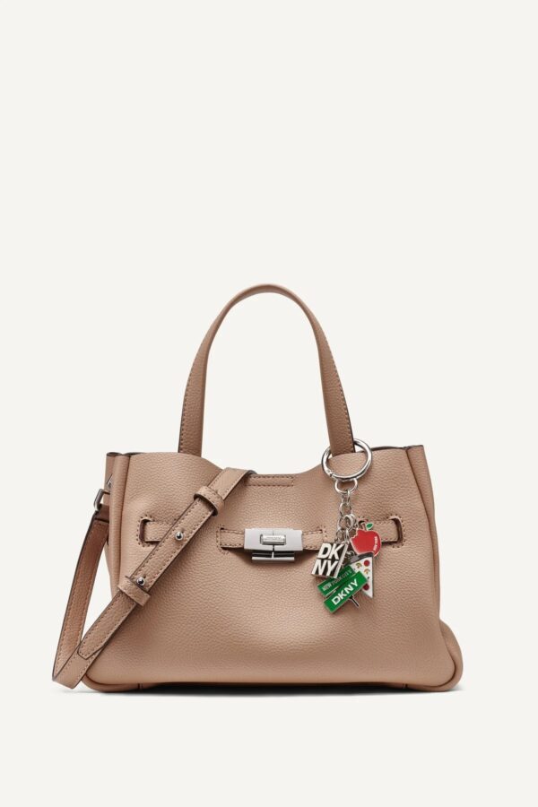 DKNY BRYAR SMALL SATCHEL BAG IN CAPPUCCINO