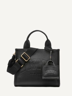 DKNY HADLEE SMALL LOGO TOTE BAG IN BLACK