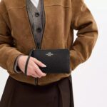 Coach Corner Zip Wristlet in Black