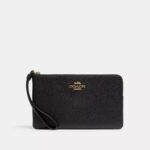 Coach Corner Zip Wristlet in Black