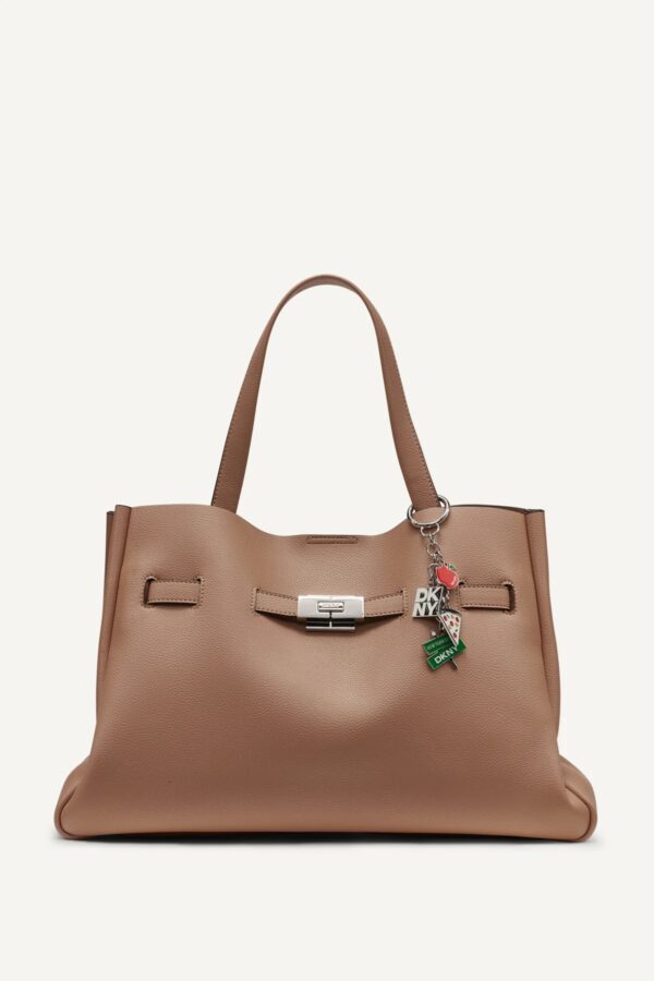 DKNY BRYAR LARGE SATCHEL BAG IN CAPPUCCINO