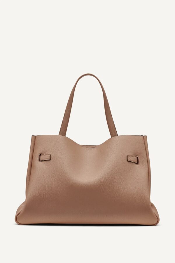 DKNY BRYAR LARGE SATCHEL BAG IN CAPPUCCINO