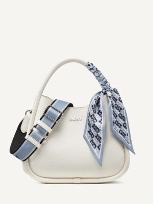 DKNY CAPRI MEDIUM HOBO CROSSBODY BAG IN WHITE