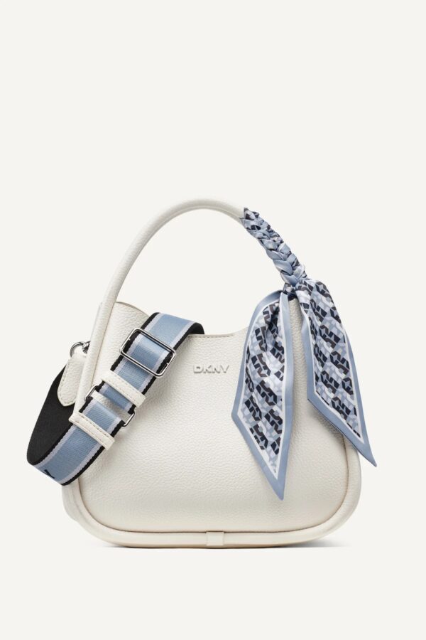 DKNY CAPRI MEDIUM HOBO CROSSBODY BAG IN WHITE