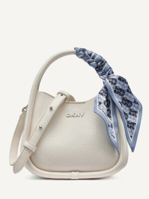 DKNY CAPRI MEDIUM HOBO CROSSBODY BAG IN WHITE