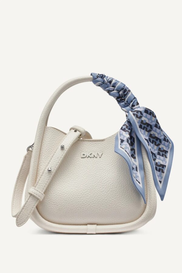 DKNY CAPRI MEDIUM HOBO CROSSBODY BAG IN WHITE