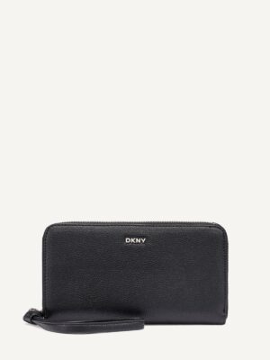 DKNY PAULA LARGE ZIP ARROUND WALLET IN BLACK