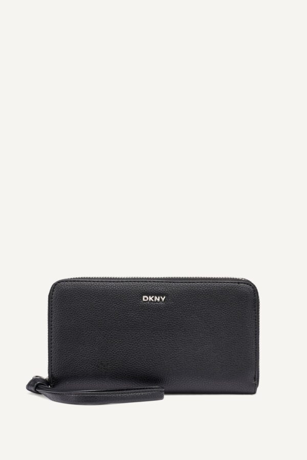 DKNY PAULA LARGE ZIP ARROUND WALLET IN BLACK