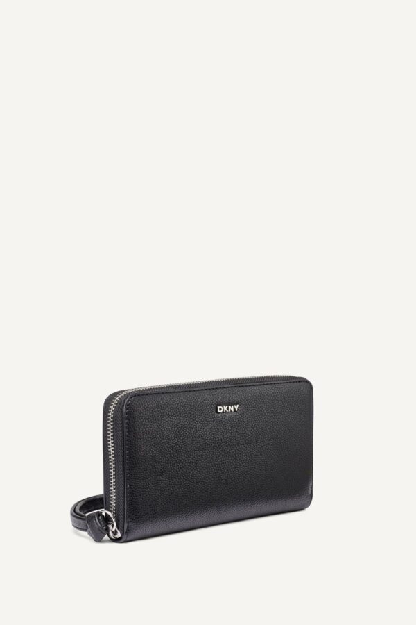 DKNY PAULA LARGE ZIP ARROUND WALLET IN BLACK