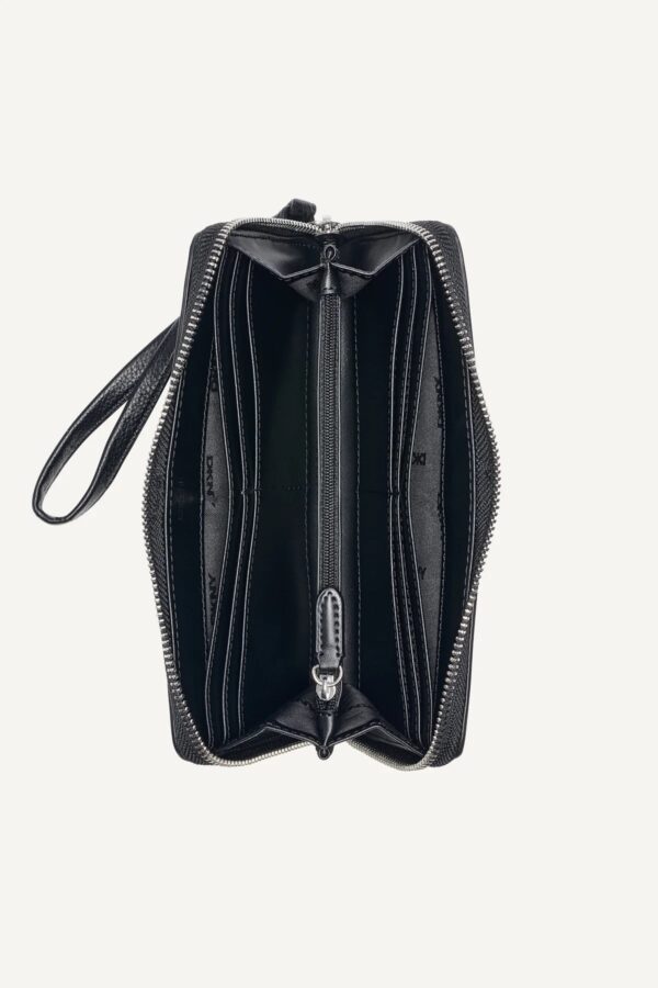 DKNY PAULA LARGE ZIP ARROUND WALLET IN BLACK