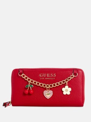 GUESS lYNNE CHARM MEDIUM WALLET IN CHILI RED