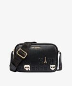 KARL LAGERFELD MAYBELLE CROSSBODY DEBOSS LOGO IN BLACK/GOLD