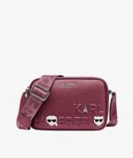 KARL LAGERFELD MAYBELLE CROSSBODY DEBOSS LOGO IN CHERRY PLUM